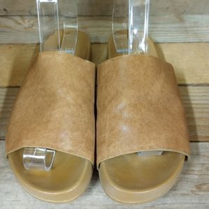 Eileen Fisher Mask Tumbled Leather Slide Sandal Shoe Size 7.5.